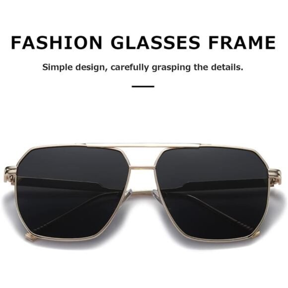 Polarized Sunglasses Women Men Retro Oversized Square Vintage Metal Shades - Picture 5 of 7